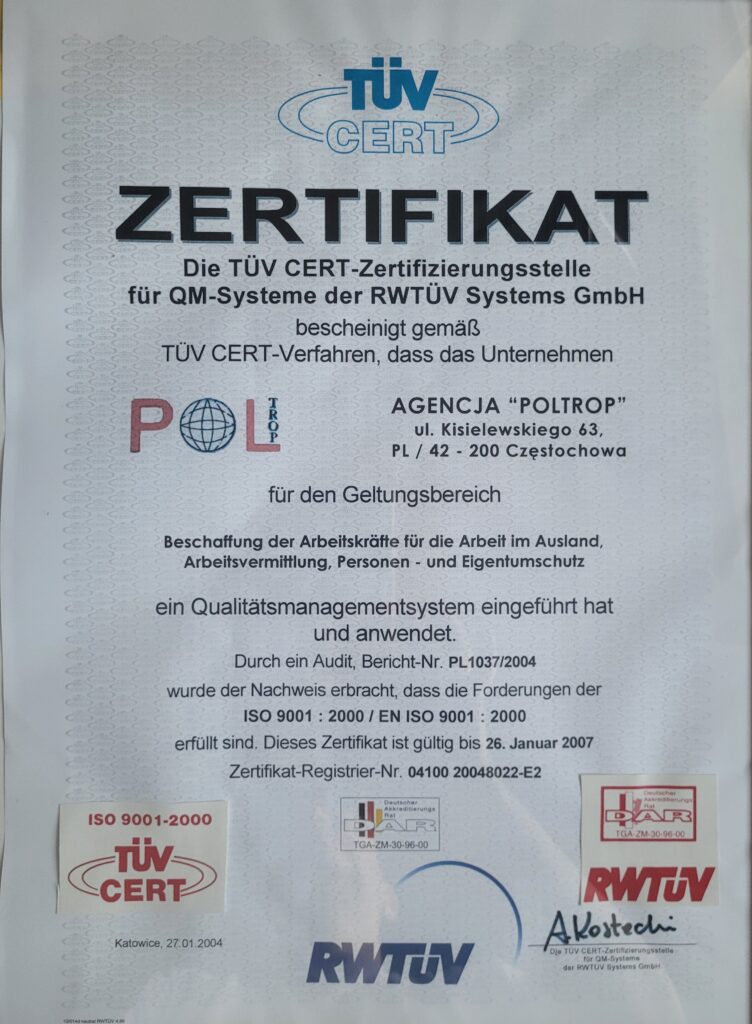 Document officiel de conformité construction Poltrop