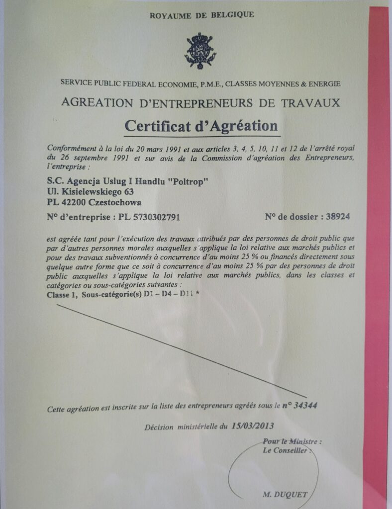 Présentation des certificats de qualité Poltrop